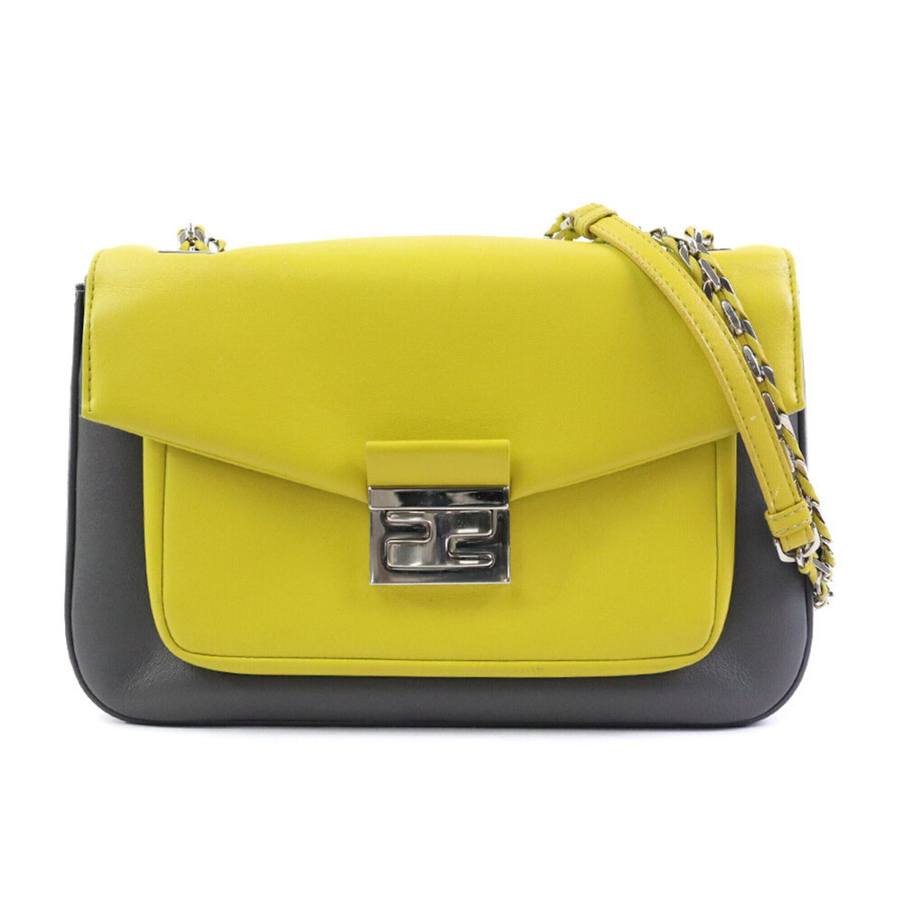 Fendi FENDI Shoulder Bag Leather Yellow Gray Women's 8BR677-W2E h32478a